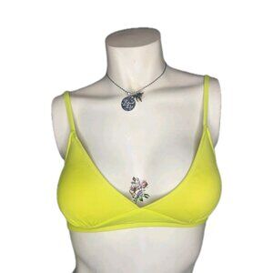 Essentials Women's XS  LighT-Support Classic Bikini Swimsuit Top Lime Green